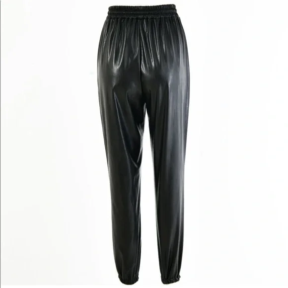 Black Leather Joggers - Picture 4 of 4